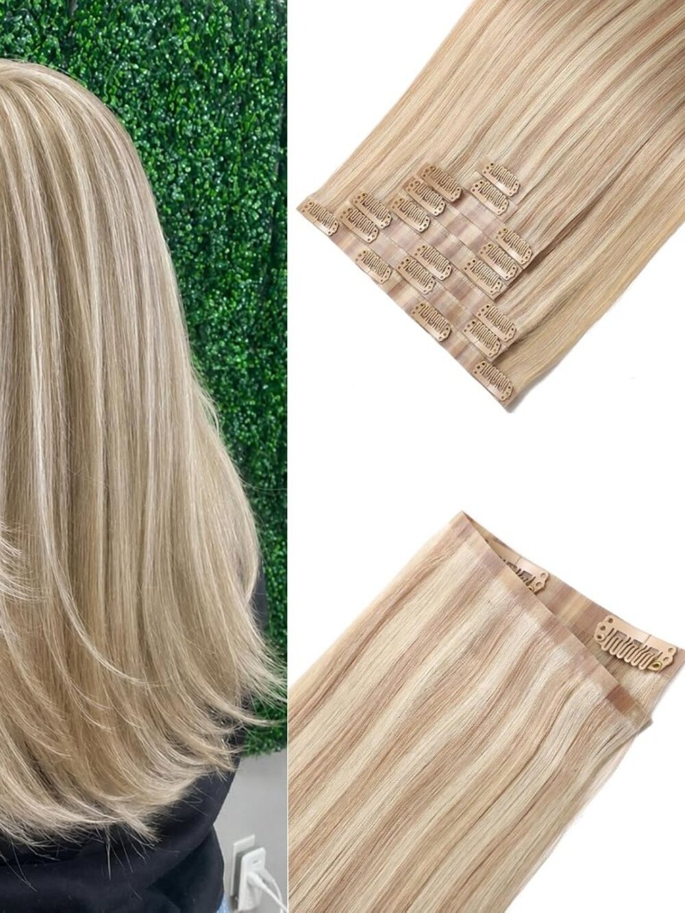 Beeuxa 18" 8 Pc 120g 10/613 Blonde Human Hair Seamless Clip In Extensions